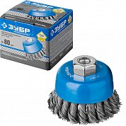 Щетка чашечная для УШМ 0,5мм,&nbsp;&nbsp;80мм/М14 закален.сплет. стальн. провол.("Staer")